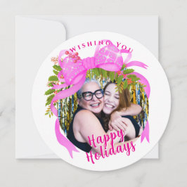 きらきらピンクリボン クリスマス フラット ホリデー カード