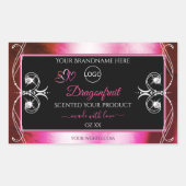 きらきらピンク ブラック プロダクトラベル ダイヤモンド ロゴ 長方形シール (正面)