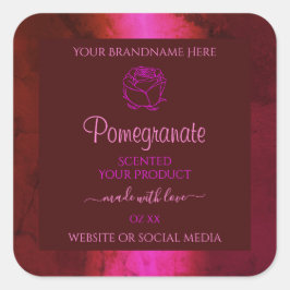 きらきらピンク レッド マーブル製品ラベル ローズ フラワー スクエアシール