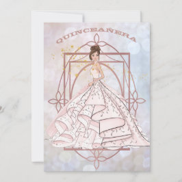 きらきらフォーマルピンクとゴールドのアップヘアスタイル 招待状