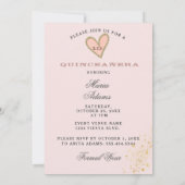 きらきらフォーマルピンクとゴールドのアップヘアスタイル 招待状 (裏面)