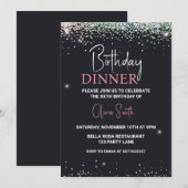きらきらブラックスパークル誕生日ディナー 招待状 (正面/裏面)