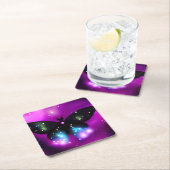 きらきらブラックバタフライ スクエアペーパーコースター (インサイチュ)