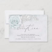 きらきらブルーとホワイトのローズの披露宴 招待状 (正面)
