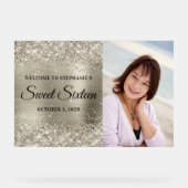 きらきらプラチナ箔スイートシックスティーンウェルカム アクリルサイン (正面)