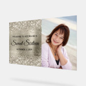 きらきらプラチナ箔スイートシックスティーンウェルカム アクリルサイン (傾斜)