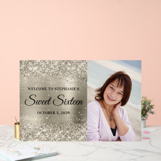 きらきらプラチナ箔スイートシックスティーンウェルカム アクリルサイン (ウェディング)