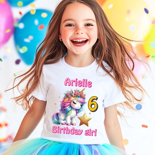 きらきらユニコーン魔法の星の女の子の年齢の誕生日 Tシャツ