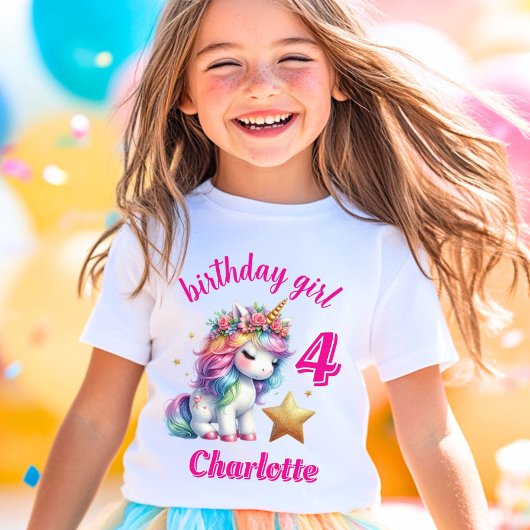 きらきらユニコーン魔法の星 女の子の誕生日 Tシャツ