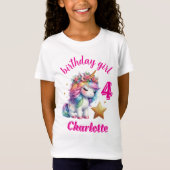 きらきらユニコーン魔法の星 女の子の誕生日 Tシャツ (正面)