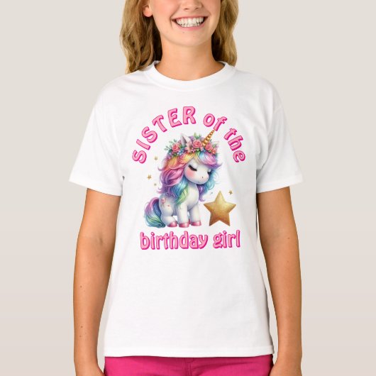 きらきらユニコーン魔法少女 誕生日お姉さん Tシャツ (正面)