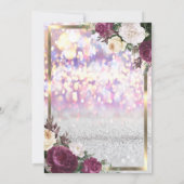 きらきらユニコーン ワインレッドの花のベビーシャワー 招待状 (裏面)