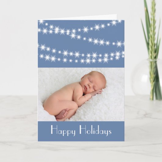 きらきらライトの写真ホリデーカード 青 シーズンカード (正面)