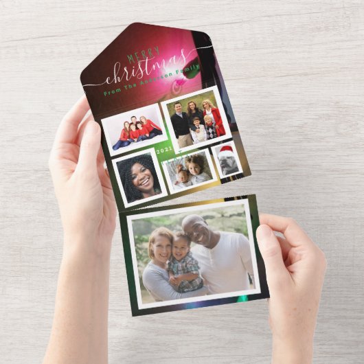 きらきらライトを追加して、写真のホリデーカードを作成 オールインワン招待状 (貼ってはがせる)