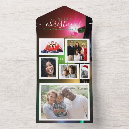 きらきらライトを追加して、写真のホリデーカードを作成 オールインワン招待状 (内側)