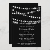 きらきらライトエンゲージメント招待状（ブラック） 招待状 (正面/裏面)