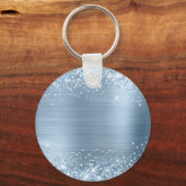 きらきらライトブルーフォイルおしゃれなモノグラム キーホルダー (裏面)