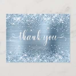 きらきらライトブルー スウィート16 ハート ありがとう ポストカード