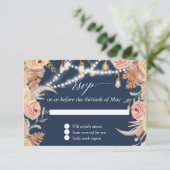 きらきらライト ネイビー ピンク フローラル フェイディッド フォリア RSVP (スタンド正面)