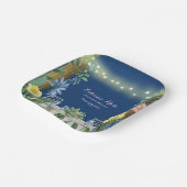 きらきらライト ブルーフローラルガーデン ブライダルシャワー ペーパープレート (傾斜あり)