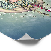 きらきらリトルエンジェルとフクロウのイラストアート ポスター (角)