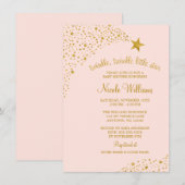 きらきらリトルシューティングスター ピンクゴールドベイビーシャワー 招待状 (正面/裏面)