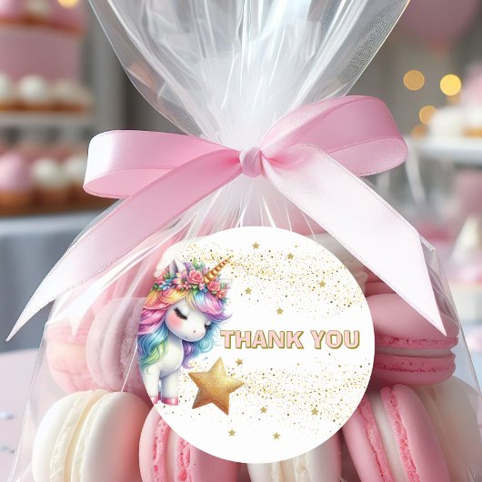 きらきらレインボーユニコーンの誕生日招待状 ラウンドシール