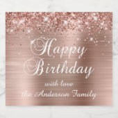 きらきらローズゴールドホイル ハッピーバースデー スパークリングワインラベル (シングルラベル)