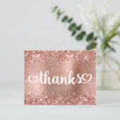 きらきらローズゴールド ハート かわいい スイート16 サンクス ポストカード (スタンド正面)