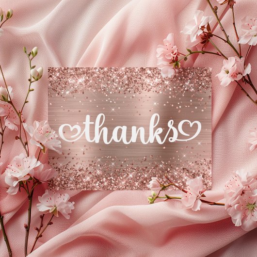 きらきらローズゴールド ハート かわいい スイート16 サンクス ポストカード