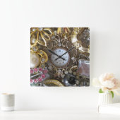 きらきら光るできらきら光るなジュエリーのコレクション スクエア壁時計 (ホーム)