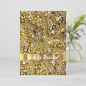 きらきら光るなエレガントな金ゴールド 招待状 (スタンド正面)