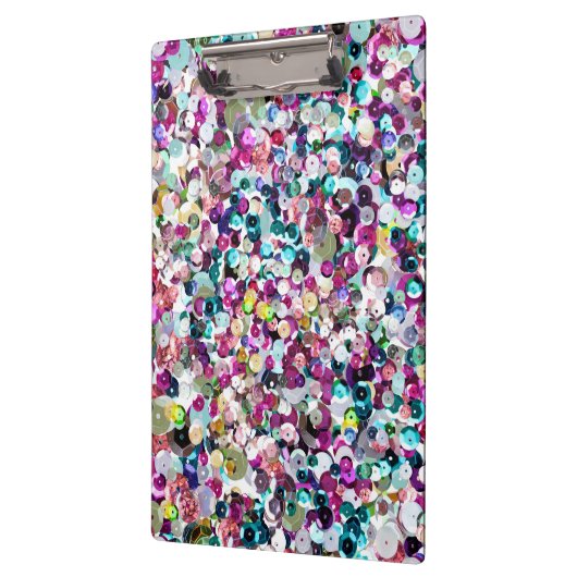 きらきら光るなガーリーな虹のフェイクなスパンコール クリップボード (左)