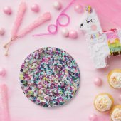 きらきら光るなガーリーな虹のフェイクなスパンコール ペーパープレート (パーティー)