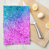 きらきら光るなグリッターのガーリーなピンクの紫色の台所皿タオル キッチンタオル (四つ折り)