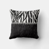 きらきら光るなシマウマのプリントの黒のビロードのダイヤモンド クッション (裏面)