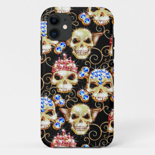 きらきら光るなスカルのiPhone 5の場合に衝撃を与えて下さい及び畏せて下 iPhone 11 ケース