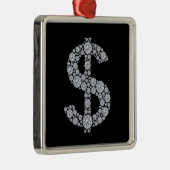 きらきら光るなダイヤモンドのドル記号 メタルオーナメント (右)