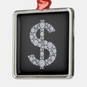 きらきら光るなダイヤモンドのドル記号 メタルオーナメント (左)