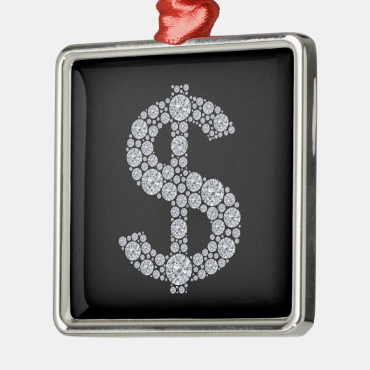 きらきら光るなダイヤモンドのドル記号 メタルオーナメント (左)