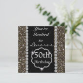 きらきら光るなパーソナライズな第50誕生日の招待状 招待状 (スタンド正面)