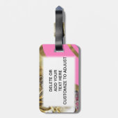きらきら光るなピンク及び金ゴールド ラゲッジタグ (裏面縦)