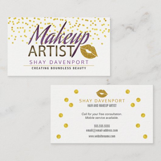 きらきら光るなメーキャップアーティストのフェイクなグリッターの唇 名刺 (正面/裏面)