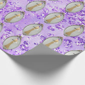 きらきら光るなヴィンテージの鏡の紫色の《写真》ぼけ味のアールデコの女性 ラッピングペーパー (角)