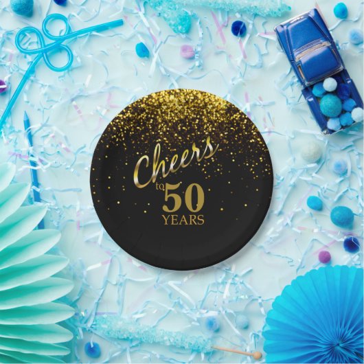 きらきら光るな年齢の誕生日の金ゴールドの黒の《写真》ぼけ味への応援 ペーパープレート (パーティー)