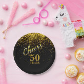 きらきら光るな年齢の誕生日の金ゴールドの黒の《写真》ぼけ味への応援 ペーパープレート (パーティー)