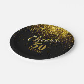 きらきら光るな年齢の誕生日の金ゴールドの黒の《写真》ぼけ味への応援 ペーパープレート (アングル)