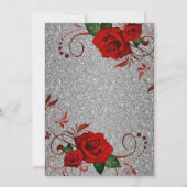 きらきら光るな招待状赤いバラの空想のグリッター 招待状 (裏面)