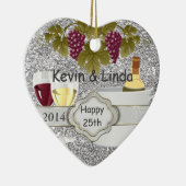 きらきら光るな第25記念日のギフトのオーナメントのワイン愛好家 セラミックオーナメント (右)