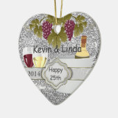 きらきら光るな第25記念日のギフトのオーナメントのワイン愛好家 セラミックオーナメント (左)